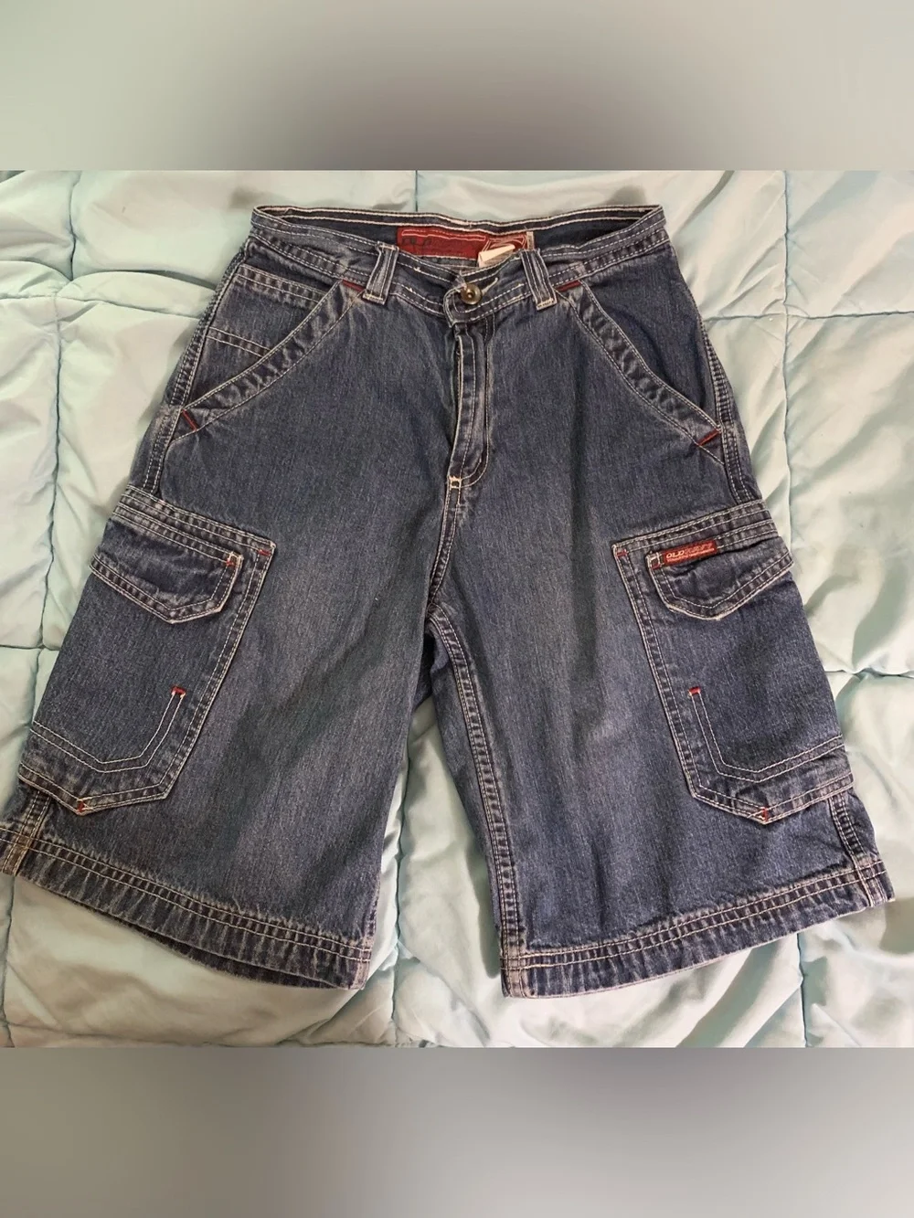 Vintage Old Navy Boys Blue Denim Cargo Shorts